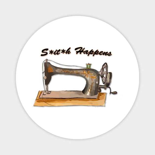 Sti*h Happens funny sewing graphic Magnet by WelshDesigns